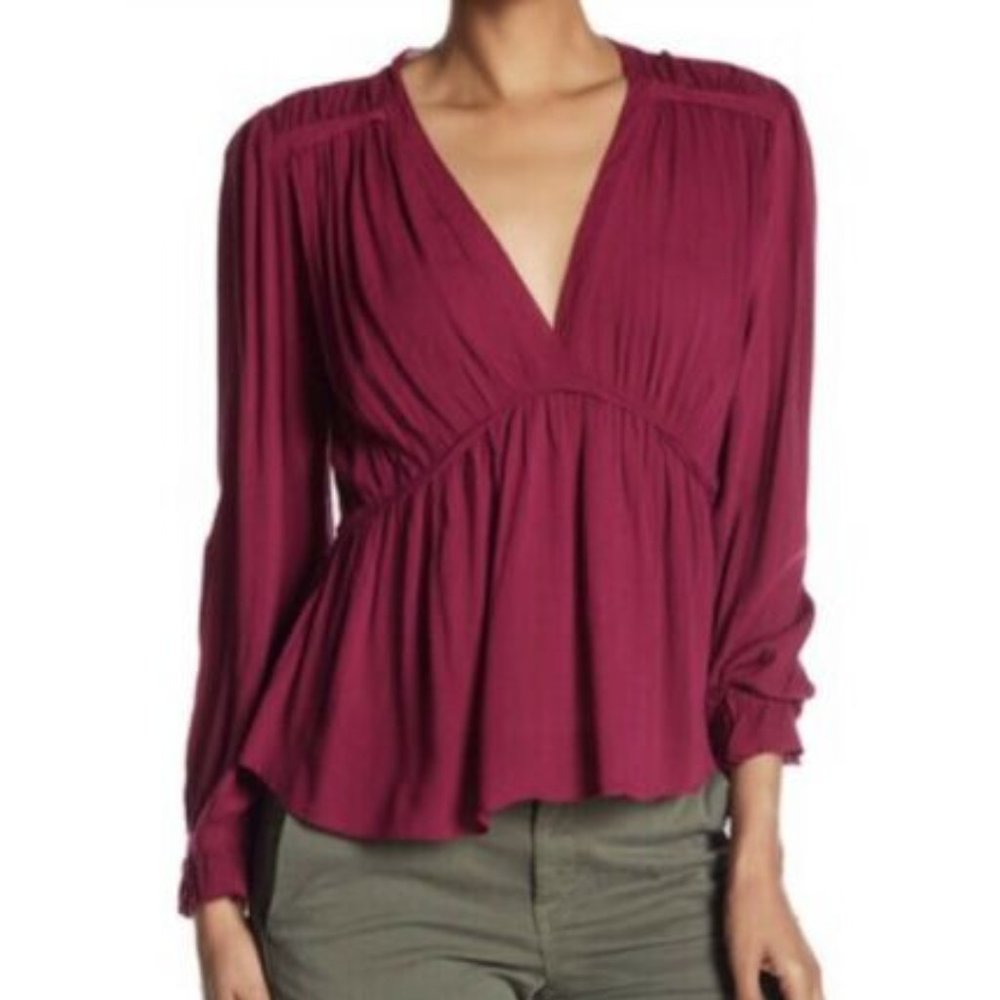 Lucky Brand Long Sleeve V Neck Blouse
